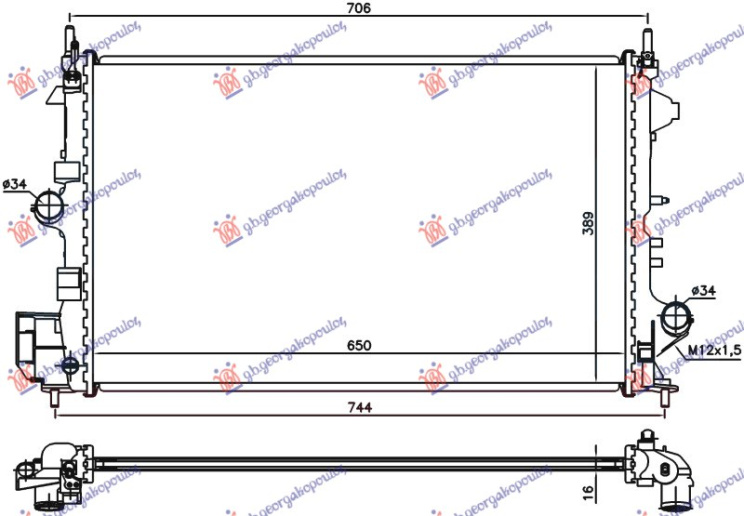 Radiator 1.6-1.8 benzinë (650x405) (VALEO)
