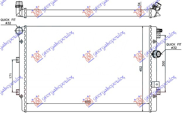 Radiator 1.4-2.0TSi-TFSi-2.0 TDi (650x450) (KOYO)