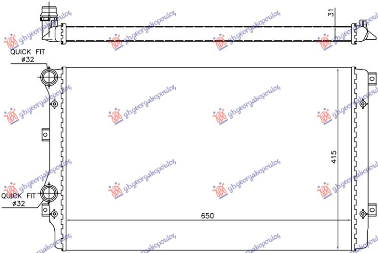 Radiator 1.2-1.4-1.6-1.8 TSi benzinë - 1.9 TDi dizel (650x410) (mekanik) (VALEO)