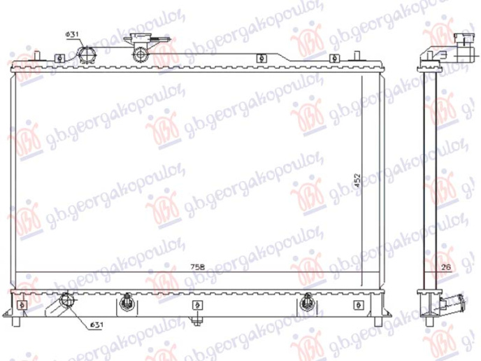 Radiator 2.3-2.5 benzinë-2.2 dizel CDVi manaul/automatik (450x740) (NRF)