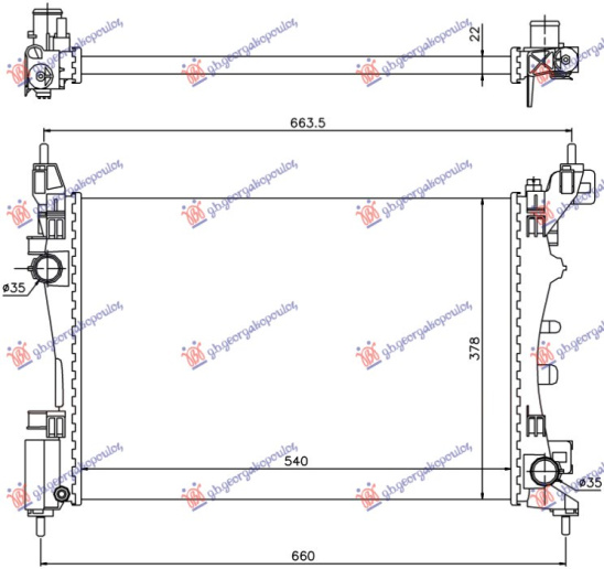 Radaitor 1.2-1.4 benzinë manual/automatik +/-AC (540x378) (MARELLI)