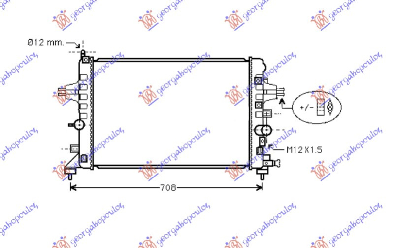 Radiator 1.6CC 16V +/- A/C (600x370) (NRF)