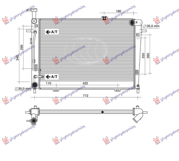 Radiator 2.0-2.7 benzinë automatik +/- A/C (640x462) (NRF)