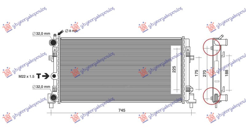 Radiator 1.2-1.6 12/16V - 1.2-1.6 TDi (65x34) (VALEO)