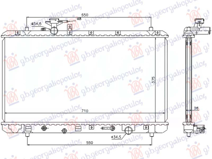 Radiator 2.0 benzinë manual/automatik (375x710x26) (KOYO)