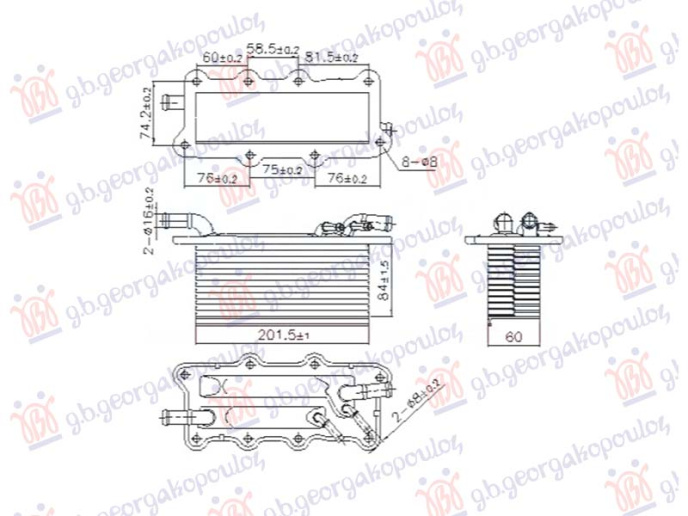 Radiator INTERCOOLER 0.9 benzinë (84x201)