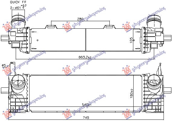 Radiator INTERCOOLER 2.0 benzinë - 3.0 dizel (540x173x105)