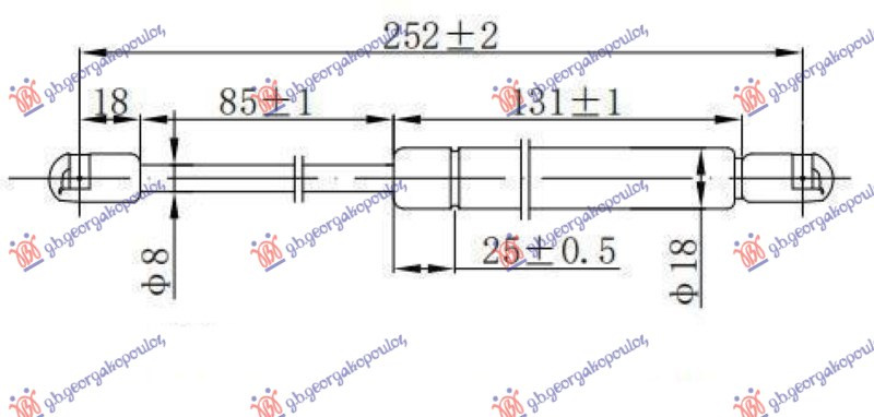 Amortizues (një) për derën e bagazhit 4 dyer (252L-425N)