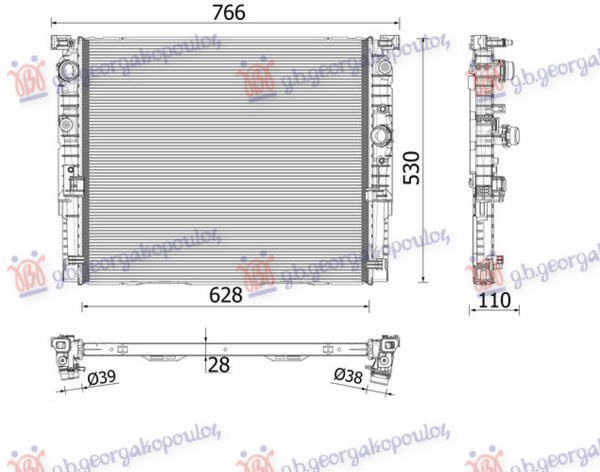 Radiator 2.0-3.0-4.4 benzinë manaul/automatik (627x528) (MAHLE premium)