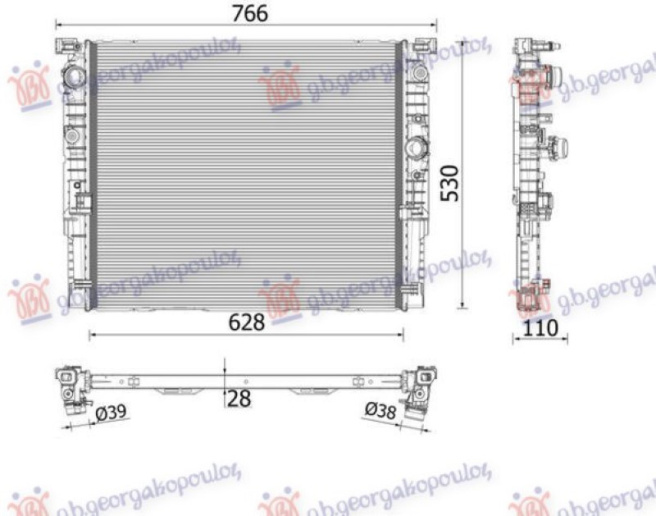 Radiator 2.0-3.0-4.4 benzinë manaul-auto (627x528)