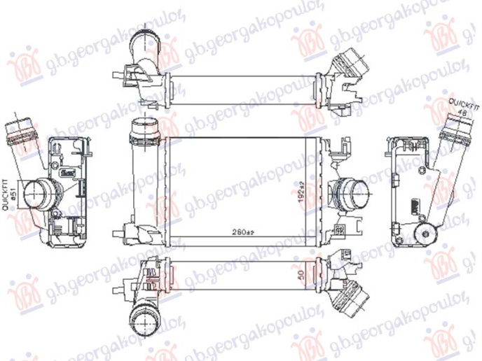Radiator INTERCOOLER 0.9 benzinë (302x146)