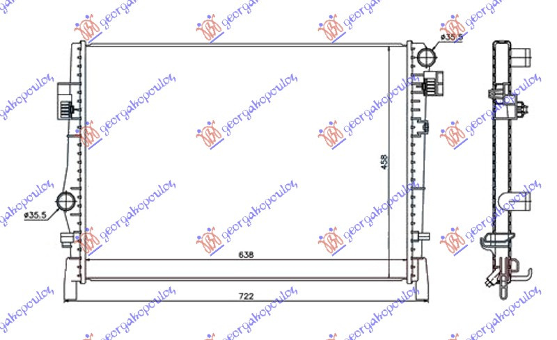 Radiator për te gjitha modelet benzinë/dizel (638x458x16) (VALEO)
