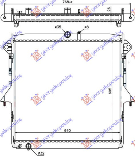 Radiator 2.5 benzinë manaul/automatik (605x640) (KOYO)