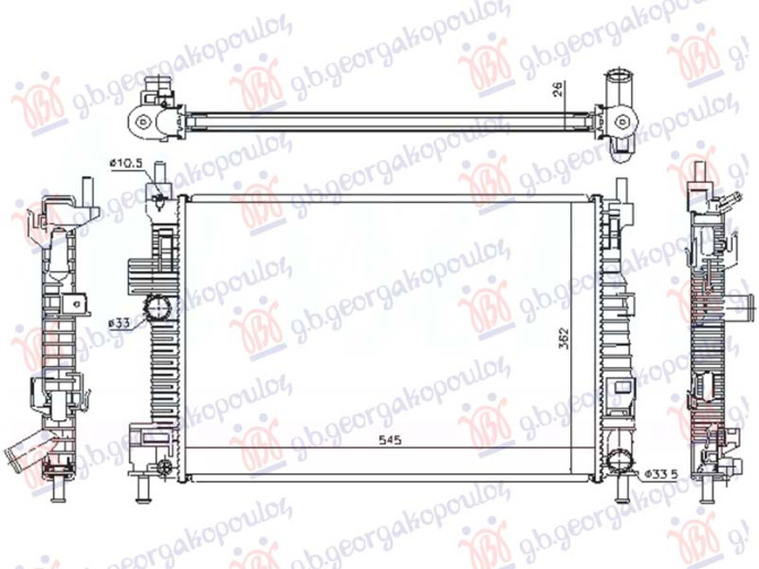Radiator 1.6 TDCi dizel manual (545x360x26) (NRF)