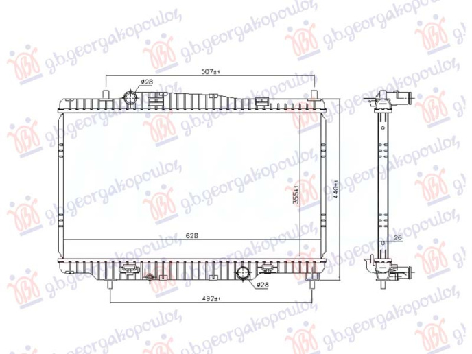 Radiator 1.6 T EcoBoost (180PS) benzinë manual-automatik (355x628x26) (MARELLI)