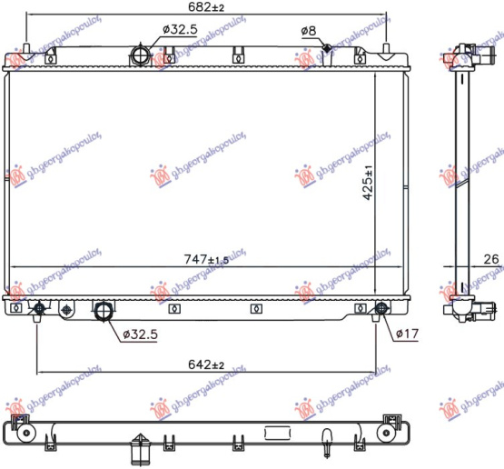 Radiator 1.5 benzinë VTEC (425x747x26) (KOYO)