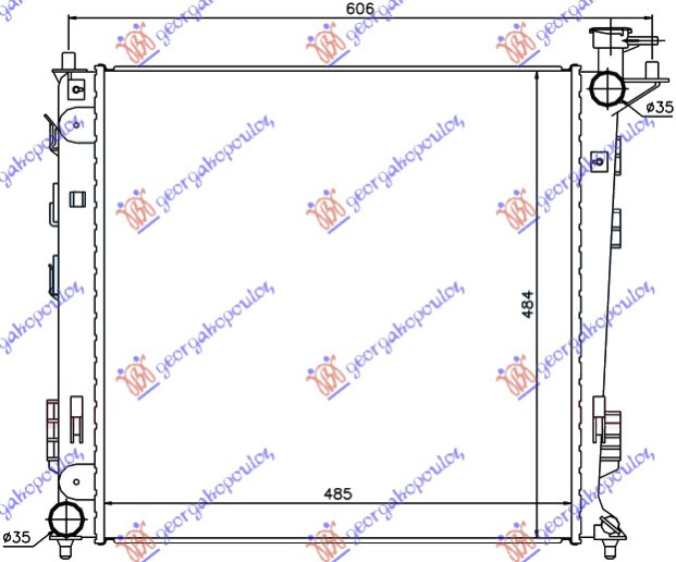 Radiator 1.7-2.0 CRDi dizel manual (485x470x16) (CZECH)