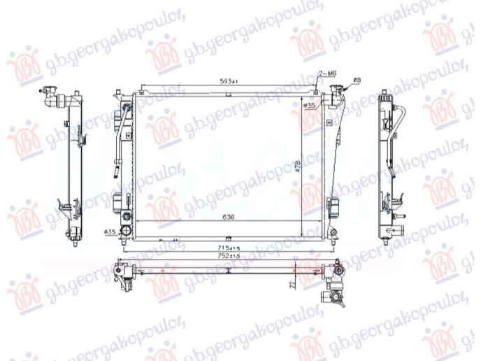 Radiator 2.0-2.4 automatik benzinë (635x480x16) (NRF)