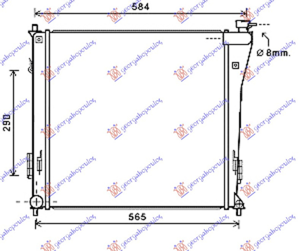 Radiator 1.7 CRDi dizel +/- A/C manual (640x468) (VALEO)