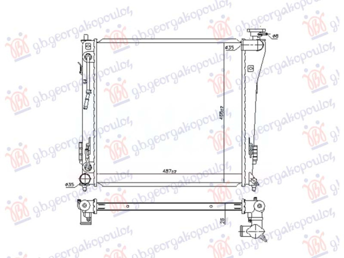 Radiator 1.7 CRDi dizel +/- A/C automatik (487x468) (VALEO)