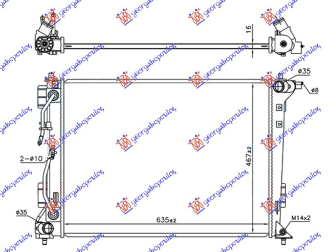 Radiator 1.6 GDi - 2.0i benzinë automatik (640x460) (CZECH) (NRF/KOYO)