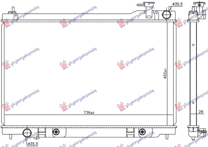 radiator 3.5 benzinë automatik (450x727x25) (NRF)