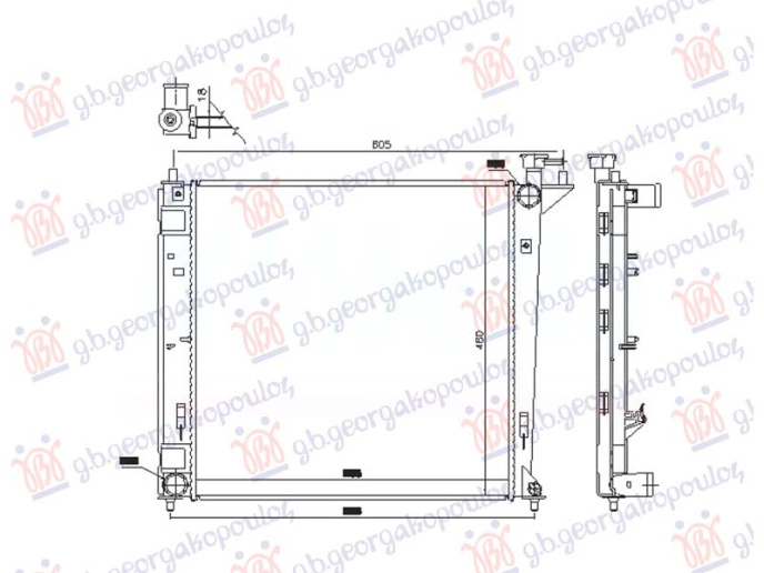 Radiator 1.7 CRDi dizel manual (480x480x16) (NRF)
