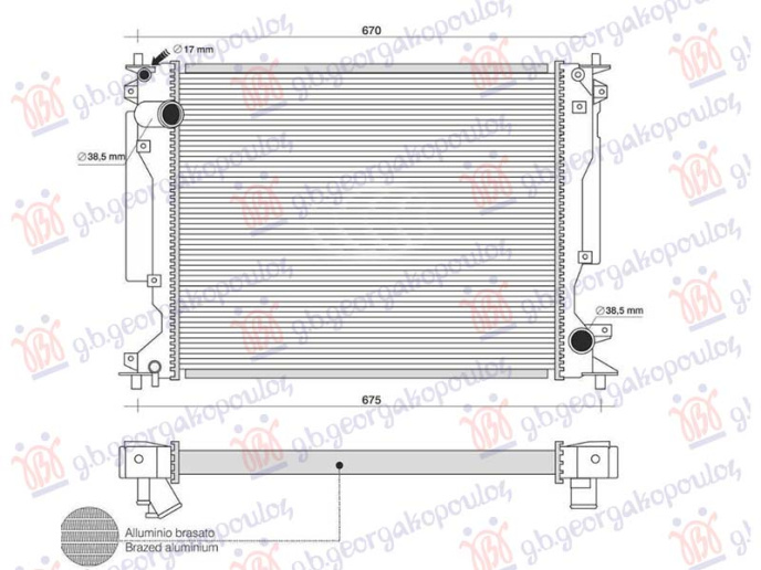 Radiator për te gjitha modelet dizel (550x440x32) (NRF)