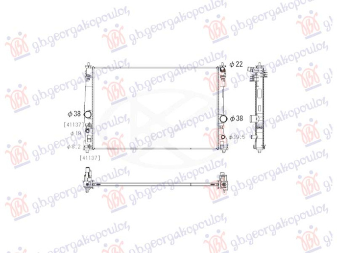 Radiator 2.5 benzin/hibrid B(tubi në mes) (700x465) (KOYO)