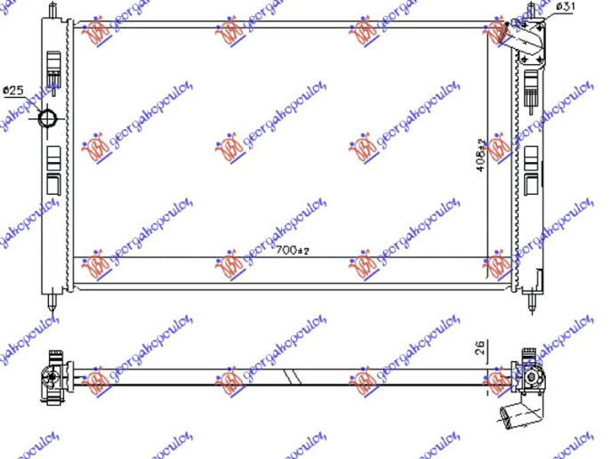 Radiator 1.6 DI-D dizel manual (700x410) (KOYO)