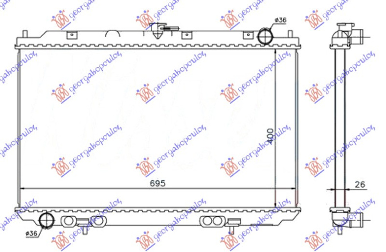 Radiator 2.2 dCi-Di dizel manauk (400x695x26) (KOYO)