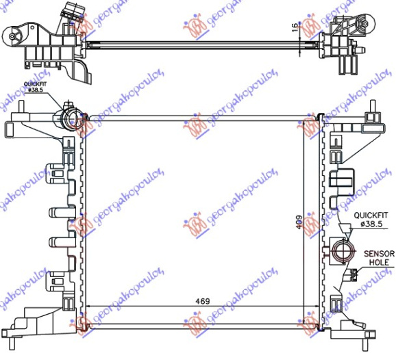Radiator 1.4i- (470x428) A14XER (KOYO)