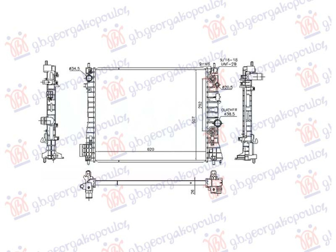 Radiator 1.7 DTi/CDTi automatik dizel (620x510x26) (NRF)