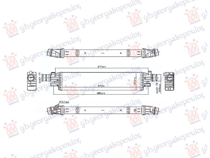 Radiator INTERCOOLER 1.4 benzinë (571x127)