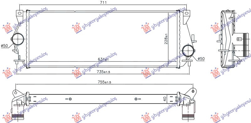 Radiator INTERCOOLER 2.5 dizel (631x228)