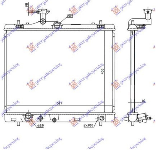 Radiator 1.2 benzinë (400x540x16) automatik (Japoni) (KOYO)