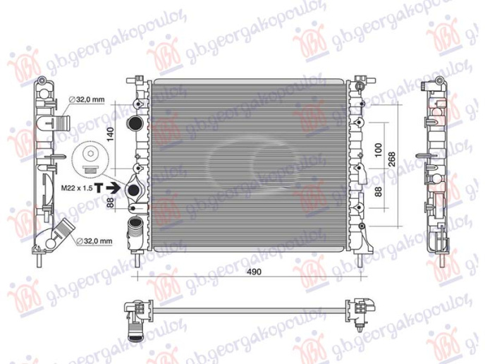 Radiator benzinë- A/C (430x380) pa pompë (NRF)