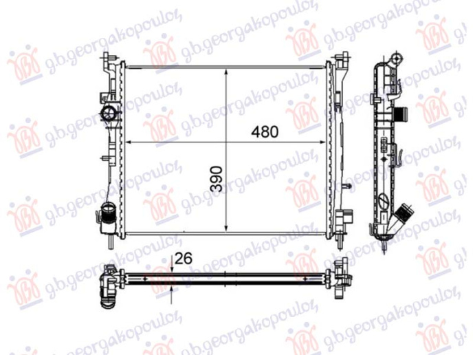 Radiator 1.5 dizel DCi 2003- (480x414x270) 74KW (NRF)