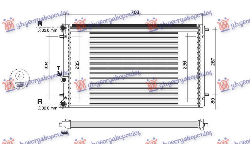 Radiator 1.4-1.6 benzinë /1.9 dizel TDI (650x378) (NRF)