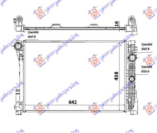 Radiator 1.8-2.5-3.0 benzinë - 2.2 dizel CDi (640x450x26) (NRF)