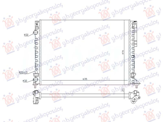 Radiator 1.6-2.0 benzinë /1.9 dizel DT manual/automatik (634x450) (NRF)