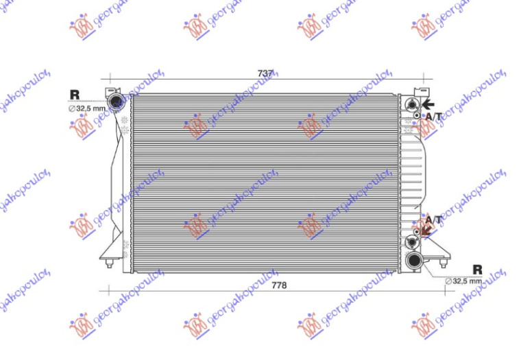 Radiator 2.5 TDI dizel +/- A/C automatik (632x399) (NRF)