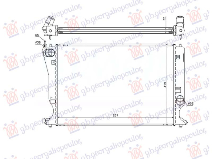 Radiator 2.2 D4D manauk dizel -2006 (625x410) (1 tub) (NRF)