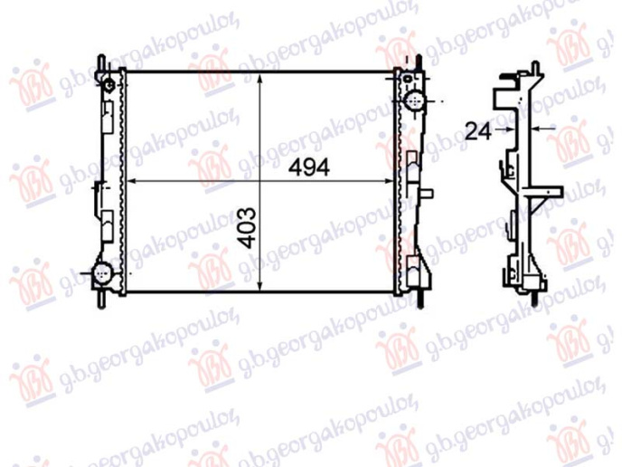 Radiator 1.5 dizel (- A/C ) (49.4x415x2.3) UK (NRF)