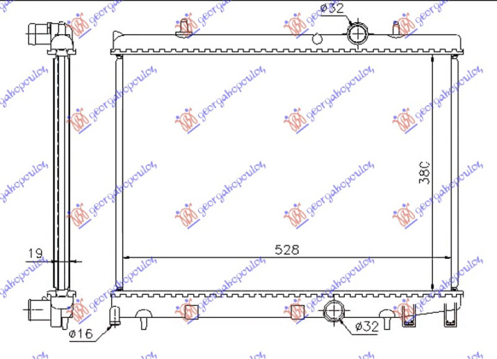 Radiator 1.6 HDi dizel (380x540x16) (NRF)
