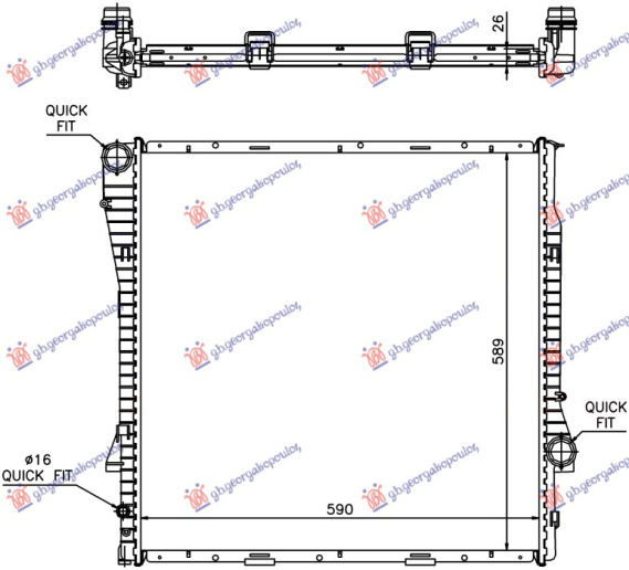 Radiator 3.0 benzinë/dizel automatik (590x600x24) (NRF)