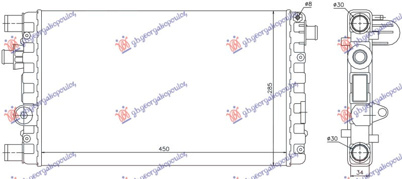 Radiator 1.1 benzinë (450x285) (NRF)