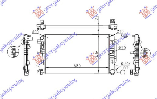 Radiator 2.2 dizel Cdi -AC manauk (677x415x23) (NRF)