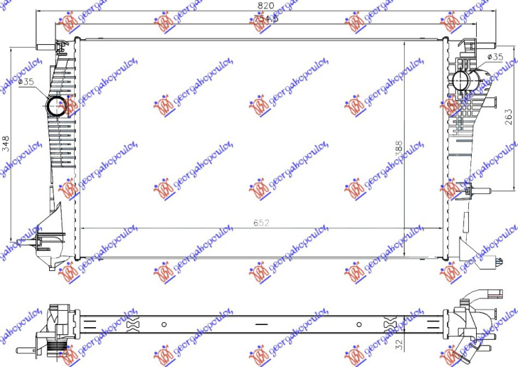 Radiator 2.0 TCE (motorr F4R874) benzinë 1.6-2.0 DCi dizel (650x390) (NRF)