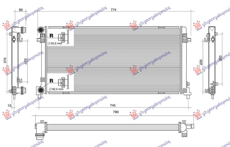 Radiatpr 1.6 TDi dizel (650x320x32) pa tub (NRF)